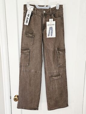 VIP Brown Cargo Wide Leg Jeans